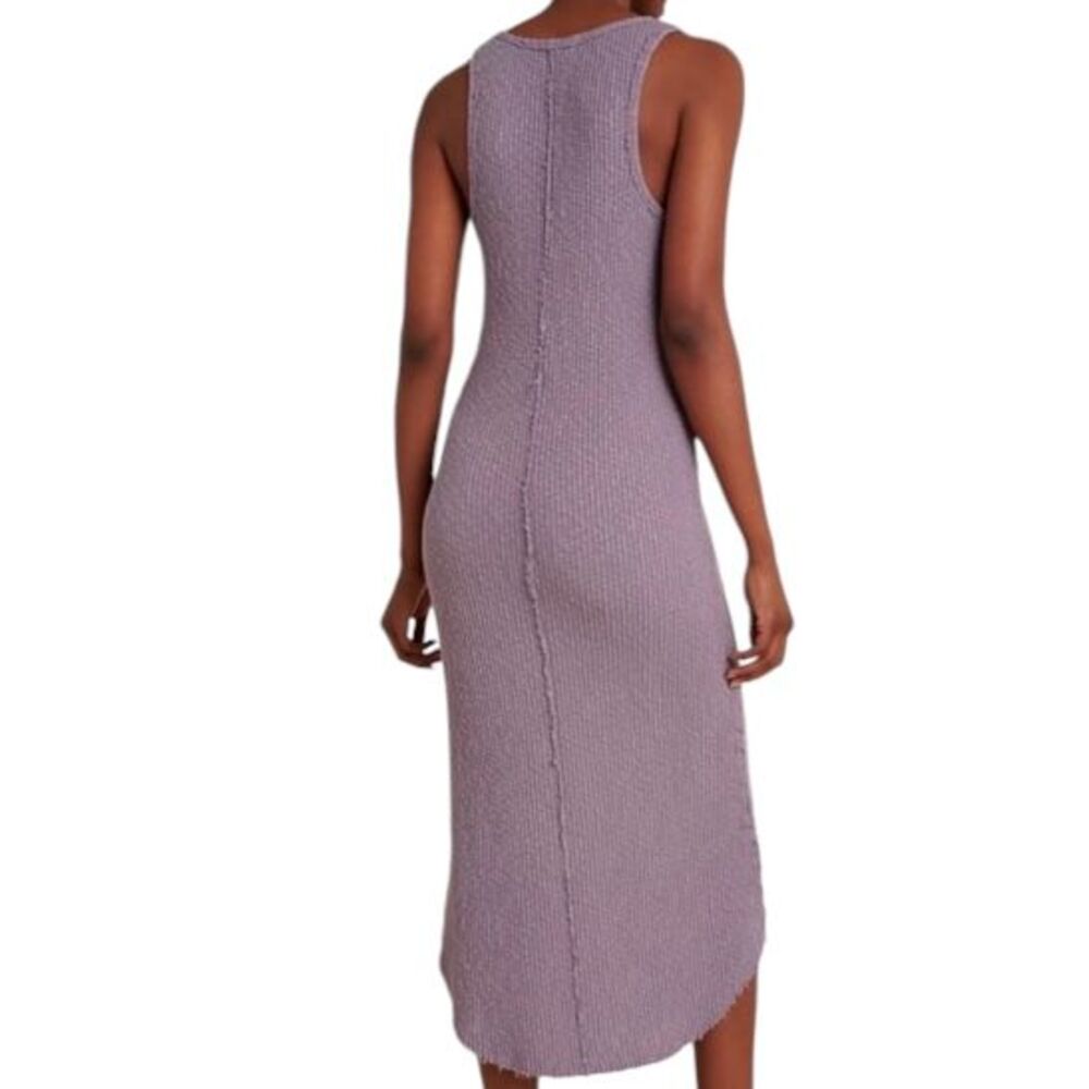 Anthropologie T.La Lia Ribbed Midi Dress Lavender 100% Cotton L - Picture 3 of 11